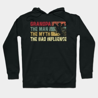 Mens Grandpa the Man the Myth the Bad Influence Vintage Cat Father's Day Gift Dad Hoodie